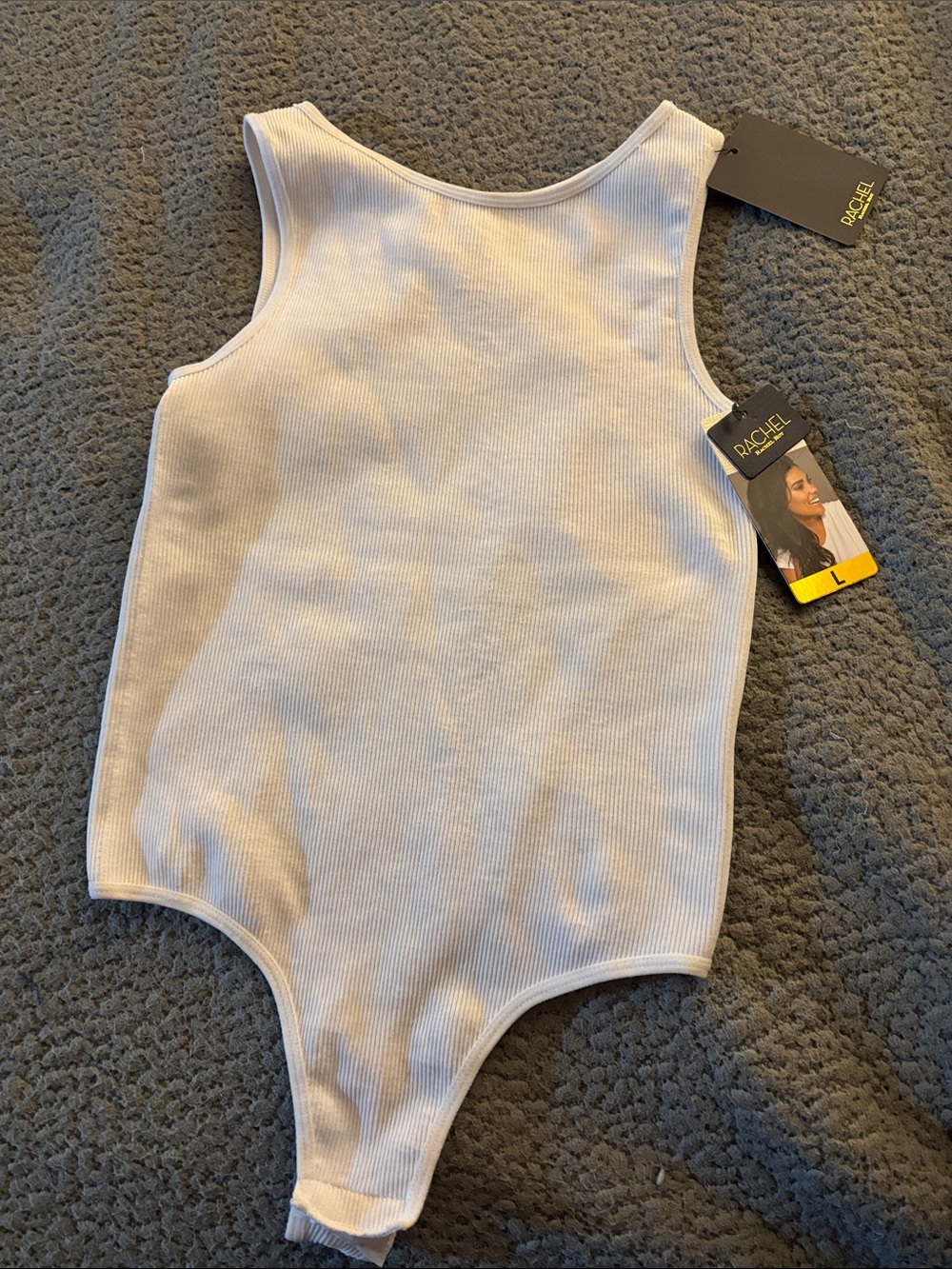 Rachel White Ribbed  women’s Tank One-Piece Bodysuit